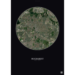 Bucharest Satellite View Poster 6km Color | Gravura – Dark background
