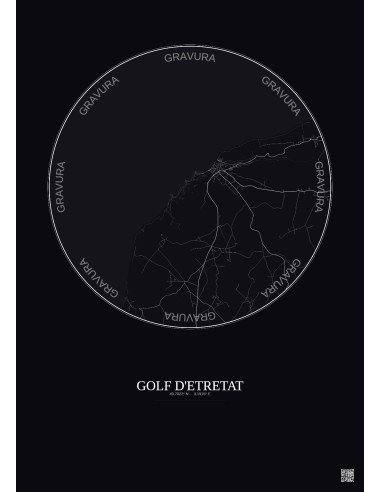 Golf D Etretat City Map Poster 5km | Gravura – Dark background