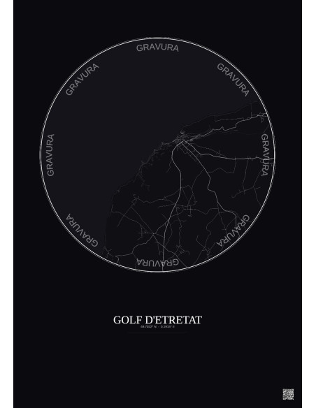 Golf D Etretat City Map Poster 5km | Gravura – Dark background