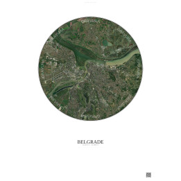Affiche Belgrade – Poster vue satellite 10km Couleur | Gravura – Fond clair