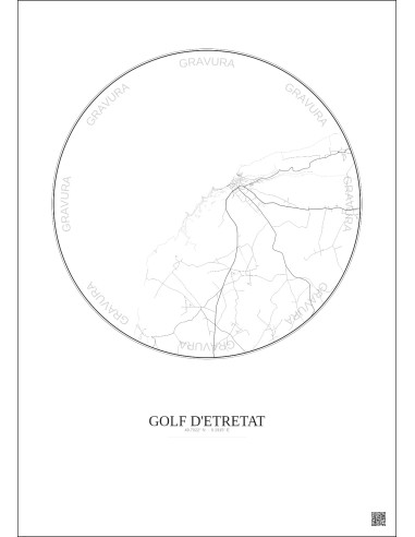 Golf D Etretat City Map Poster 5km | Gravura – Light background