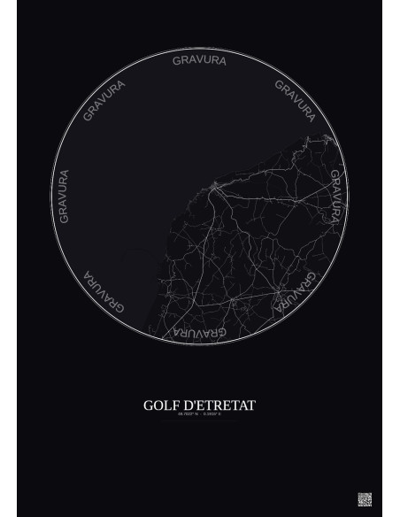 Golf D Etretat City Map Poster 10km | Gravura – Dark background