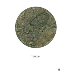 Affiche Yerevan – Poster vue satellite 10km Couleur | Gravura – Fond clair