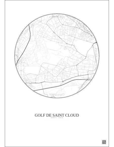 Golf De Saint Cloud City Map Poster 2.5km | Gravura – Light background