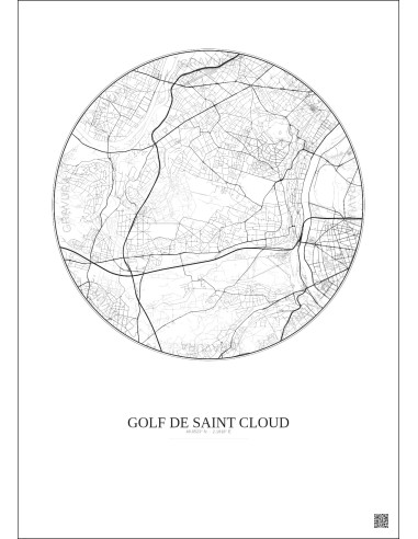 Affiche Golf De Saint Cloud – Poster carte de ville 5km | Gravura – Fond clair