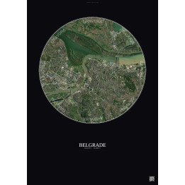 Affiche Belgrade – Poster vue satellite 6km Couleur | Gravura – Fond foncé