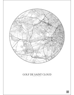 Affiche Golf De Saint Cloud – Poster carte de ville 10km | Gravura – Fond clair