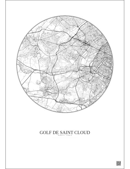 Affiche Golf De Saint Cloud – Poster carte de ville 10km | Gravura – Fond clair