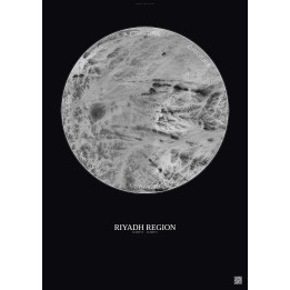 Affiche Riyadh Region – Poster vue satellite 6km N&B | Gravura – Fond foncé