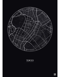 Affiche Tokyo – Poster carte de ville 2.5km | Gravura – Fond fon