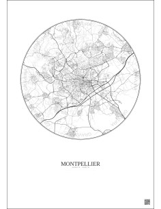 Affiche Montpellier – Poster carte de ville 10km | Gravura – Fond clair