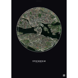 Affiche Stockholm – Poster vue satellite 2.5km Couleur | Gravura – Fond foncé