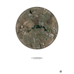 Affiche Canberra – Poster vue satellite 10km Couleur | Gravura – Fond clair