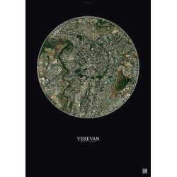 Affiche Yerevan – Poster vue satellite 2.5km Couleur | Gravura – Fond foncé