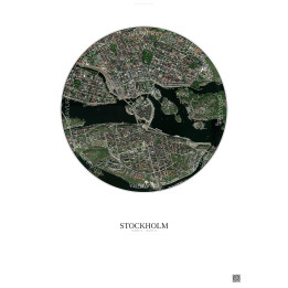 Affiche Stockholm – Poster vue satellite 2.5km Couleur | Gravura – Fond clair
