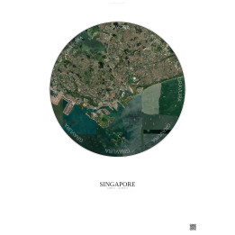 Affiche Singapore – Poster vue satellite 10km Couleur | Gravura – Fond clair