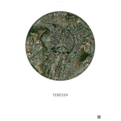 Affiche Yerevan – Poster vue satellite 2.5km Couleur | Gravura – Fond clair