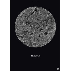 Affiche Yerevan – Poster vue satellite 6km N&B | Gravura – Fond foncé