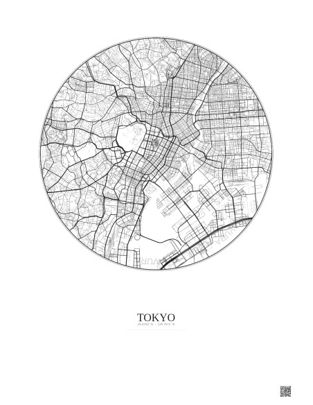 Tokyo City Map Poster 6km | Gravura – Light background