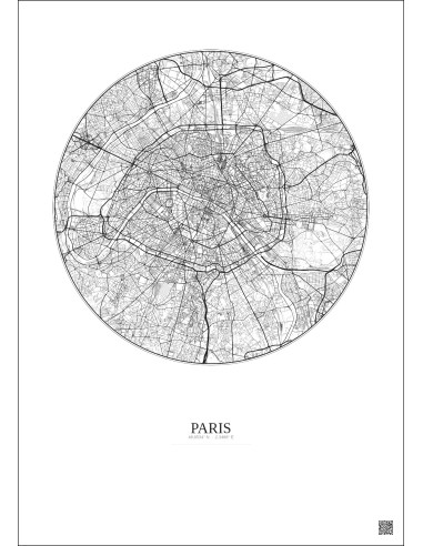 Paris City Map Poster 10km | Gravura – Light background