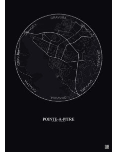 Pointe A Pitre City Map Poster 2.5km | Gravura – Dark background