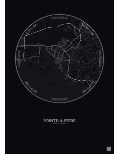 Pointe A Pitre City Map Poster 5km | Gravura – Dark background