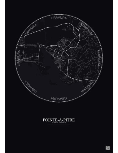 Affiche Pointe A Pitre – Poster carte de ville 5km | Gravura – Fond foncé