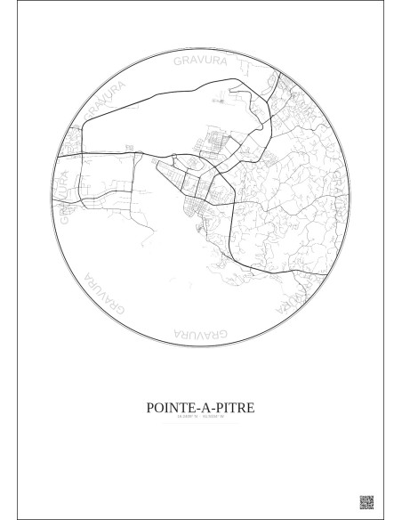 Pointe A Pitre City Map Poster 5km | Gravura – Light background