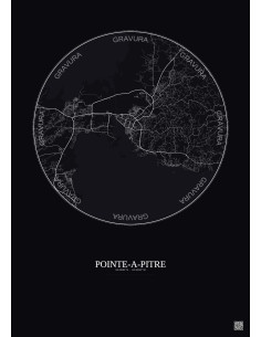 Pointe A Pitre City Map Poster 10km | Gravura – Dark background