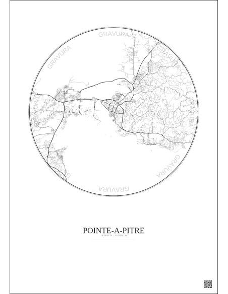 Pointe A Pitre City Map Poster 10km | Gravura – Light background
