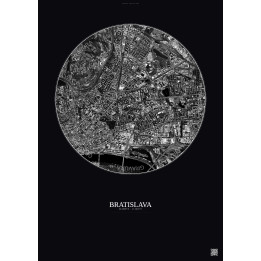 Affiche Bratislava – Poster vue satellite 2.5km N&B | Gravura – Fond foncé