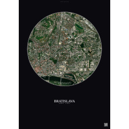 Affiche Bratislava – Poster vue satellite 2.5km Couleur | Gravura – Fond foncé