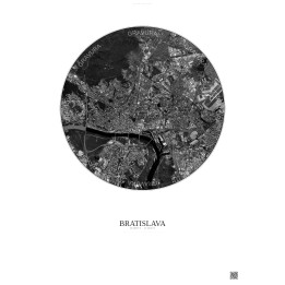 Affiche Bratislava – Poster vue satellite 6km N&B | Gravura – Fond clair