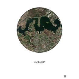 Affiche Canberra – Poster vue satellite 2.5km Couleur | Gravura – Fond clair
