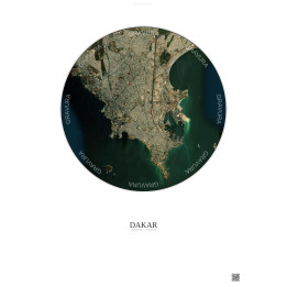Dakar Satellite View Poster 6km Color | Gravura – Light background
