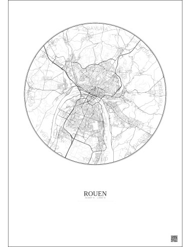 Rouen City Map Poster 10km | Gravura – Light background
