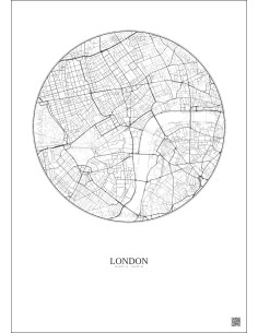 Affiche London – Poster carte de ville 2.5km | Gravura – Fond clair