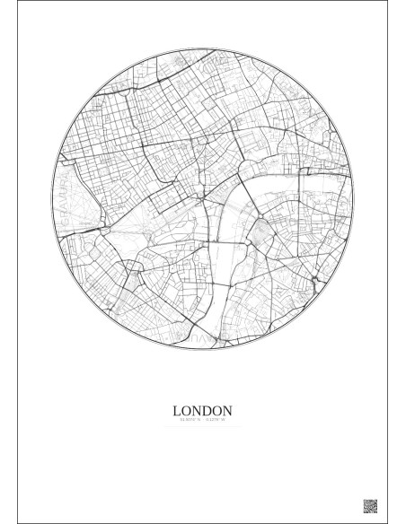 London City Map Poster 2.5km | Gravura – Light background