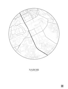 Affiche Nairobi – Poster carte de ville 2.5km | Gravura – Fond c
