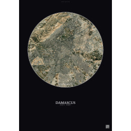 Affiche Damascus – Poster vue satellite 6km Couleur | Gravura – Fond foncé