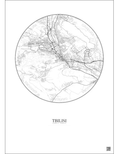Affiche Tbilisi – Poster carte de ville 10km | Gravura – Fond clair