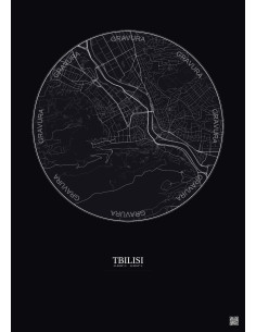 Tbilisi City Map Poster 2.5km | Gravura – Dark background