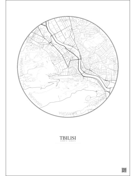 Tbilisi City Map Poster 2.5km | Gravura – Light background