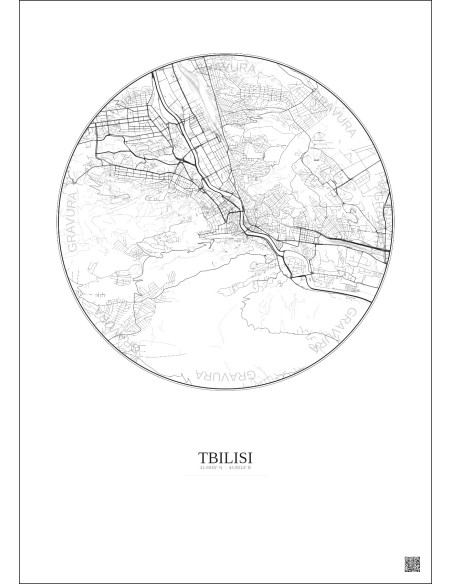 Tbilisi City Map Poster 6km | Gravura – Light background