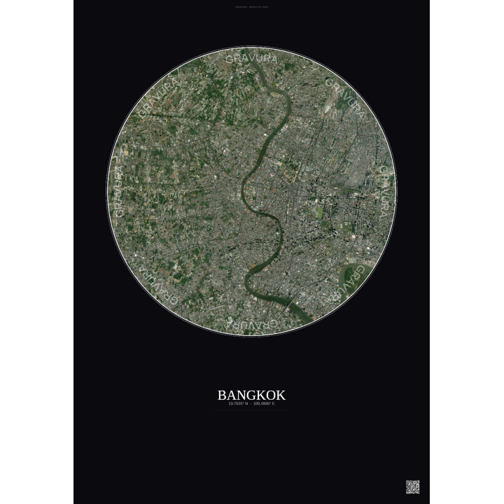 Bangkok Satellite View Poster 10km Color | Gravura – Dark background