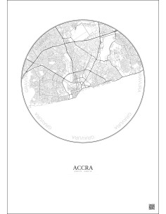 Accra City Map Poster 10km | Gravura – Light background