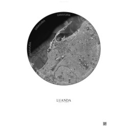 Affiche Luanda – Poster vue satellite 10km N&B | Gravura – Fond clair