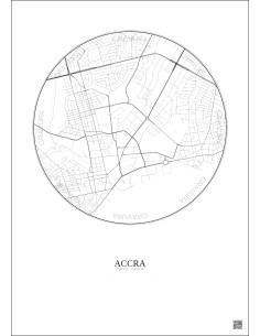Accra City Map Poster 2.5km | Gravura – Light background