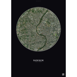 Bangkok Satellite View Poster 6km Color | Gravura – Dark background