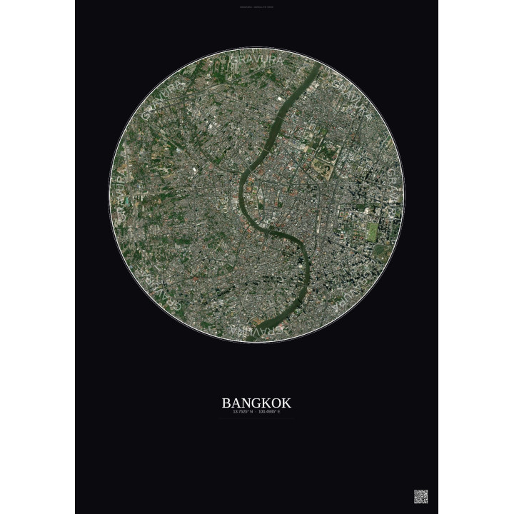 Bangkok Satellite View Poster 6km Color | Gravura – Dark background